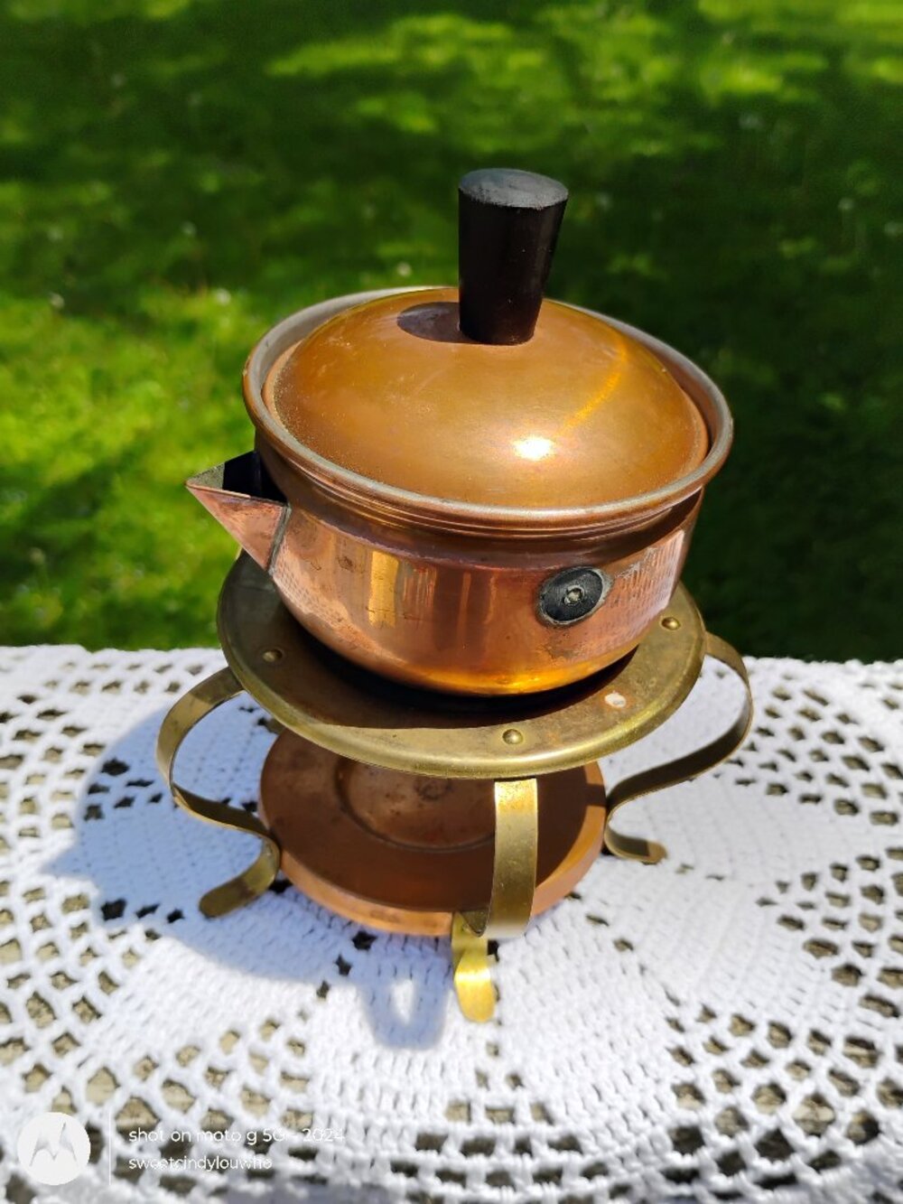 copper and brass small chafing dish 3 piece set B and M Douro vintage 60s 70s